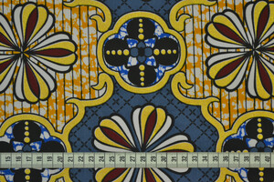 Cotone wax blu pavone e giallo senape