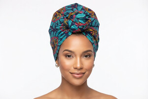 Cotone wax blu scuro e turchese