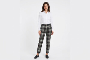 Misto viscosa stretch scozzese nero e bianco