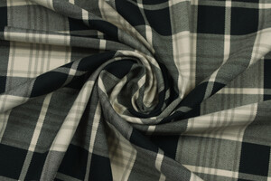 Misto viscosa stretch scozzese nero e beige