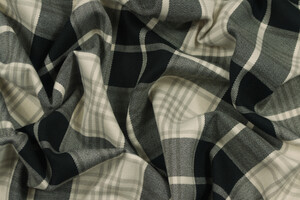 Misto viscosa stretch scozzese nero e beige