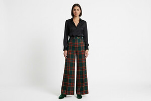 Misto viscosa stretch scozzese verde pino