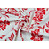 Gabardine di cotone stretch bianco a grandi fiori rossi
