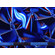Jersey di poliestere stretch blu fantasia astratta