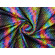 Jersey di poliestere stretch nero trippy circles arcobaleno