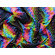 Jersey di poliestere stretch nero trippy circles arcobaleno